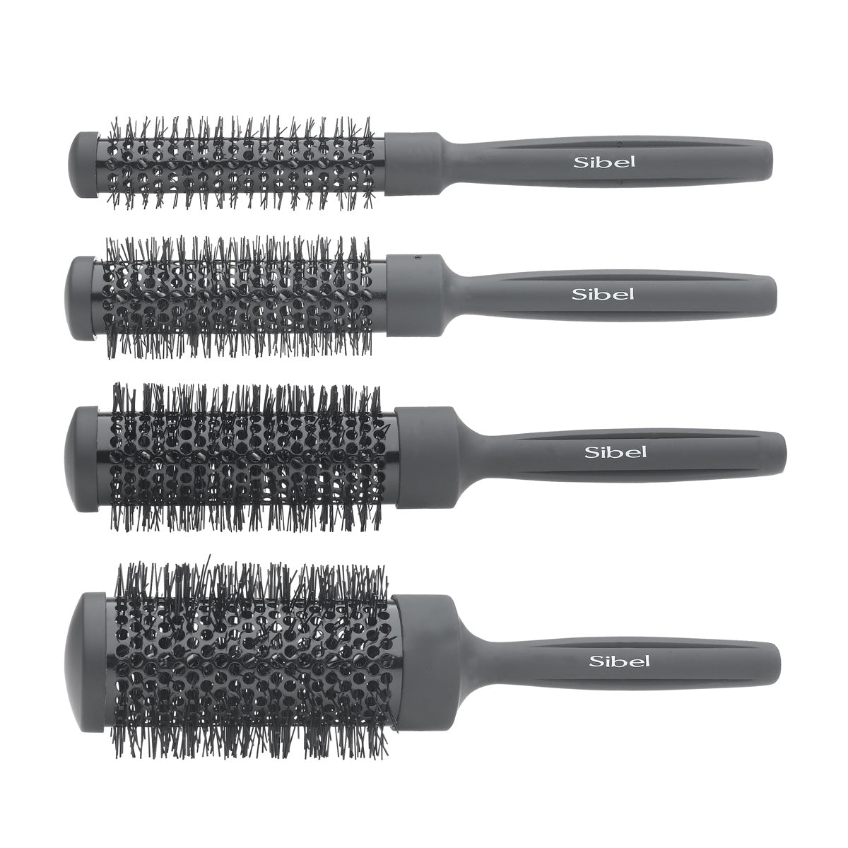 Sibel Set Thermische Borstels Rond Zwart 4st