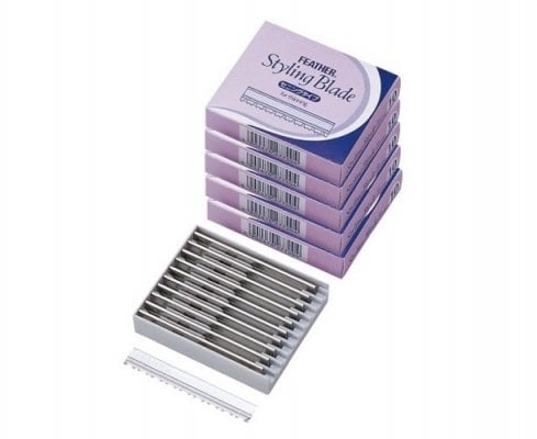 Feather Styling Mesjes Pakje 1x10 Paars Grof - Koosvanderbeek.nl - Feather - Kappersmes