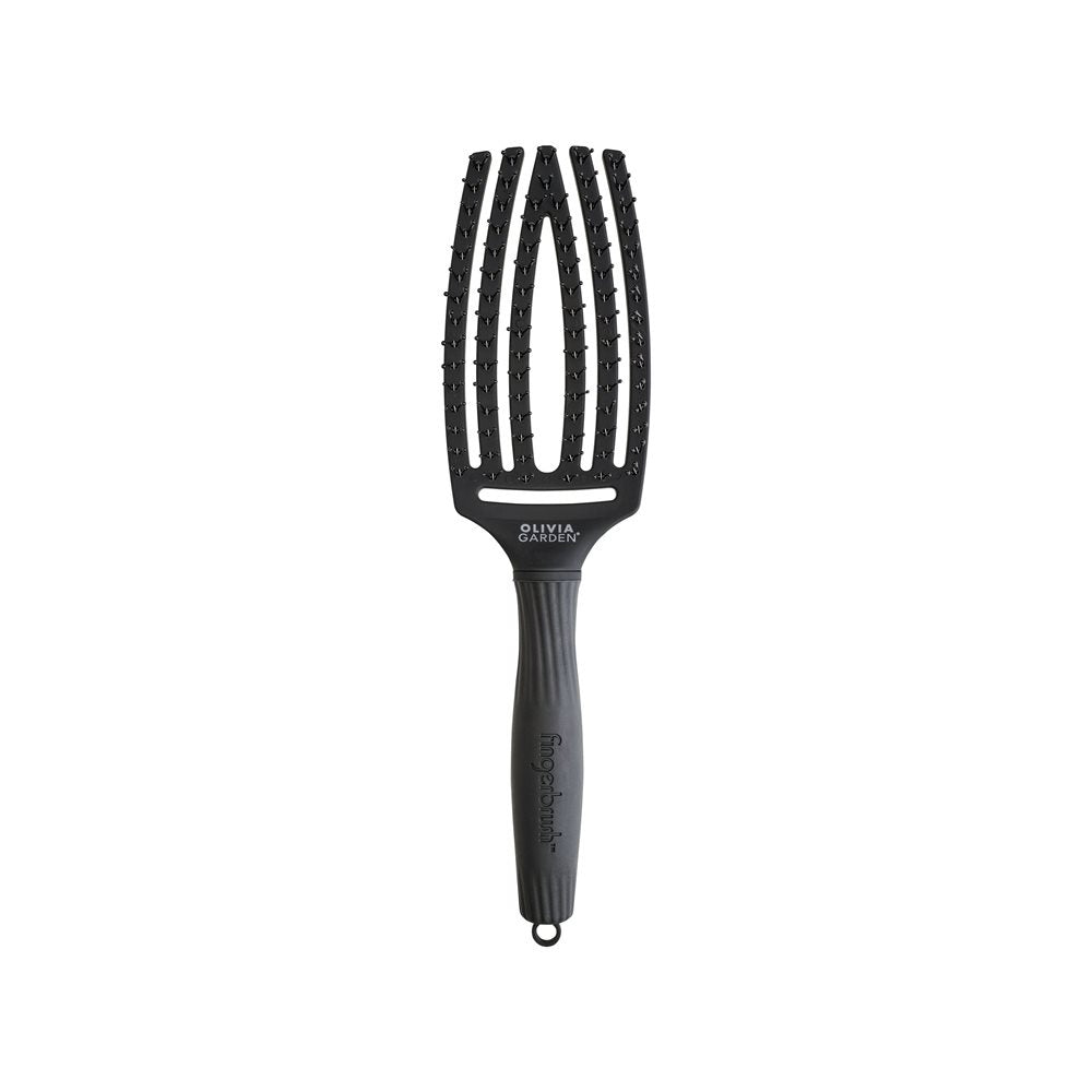 Olivia Garden Fingerbrush Double Bristles M Zwart - Koosvanderbeek.nl - Olivia Garden - Ontwarborstels