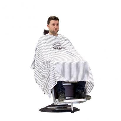 Wahl Barber Kaplaken Wit Met Zwarte Strepen 148x153 cm - Koosvanderbeek.nl - Wahl - Kapmantels