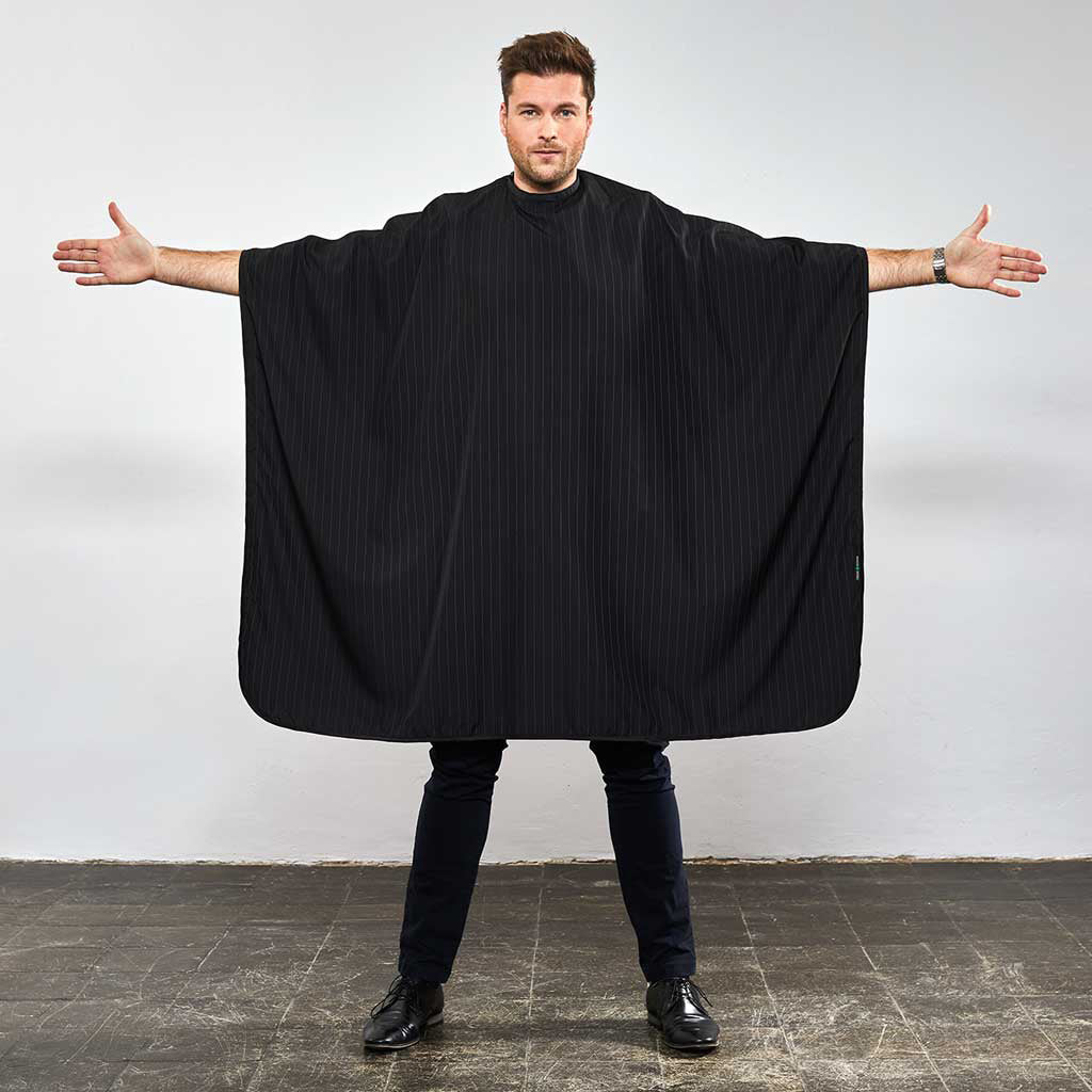 Friseurhaubenstoff Schwarz Kreidestreifen 94064