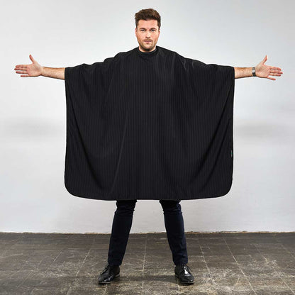 Friseurhaubenstoff Schwarz Kreidestreifen 94064