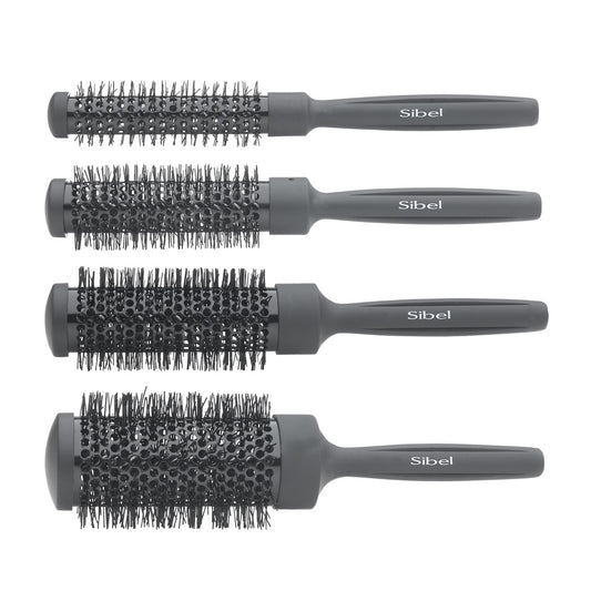 Sibel Set Thermische Borstels Rond Zwart 4st