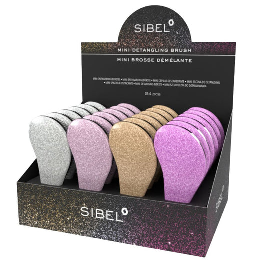 Sibel Mini Ontwarborstel Glitter Display 24st