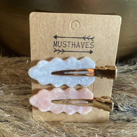 Haarclip Set Leaves Grey/Pink 6cm - Koosvanderbeek.nl - koosvanderbeek - Haarmode