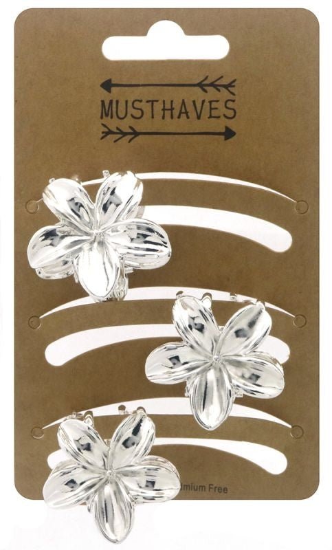 Haarklem flower metal zilver 3 cm - Koosvanderbeek.nl - koosvanderbeek - Haarmode