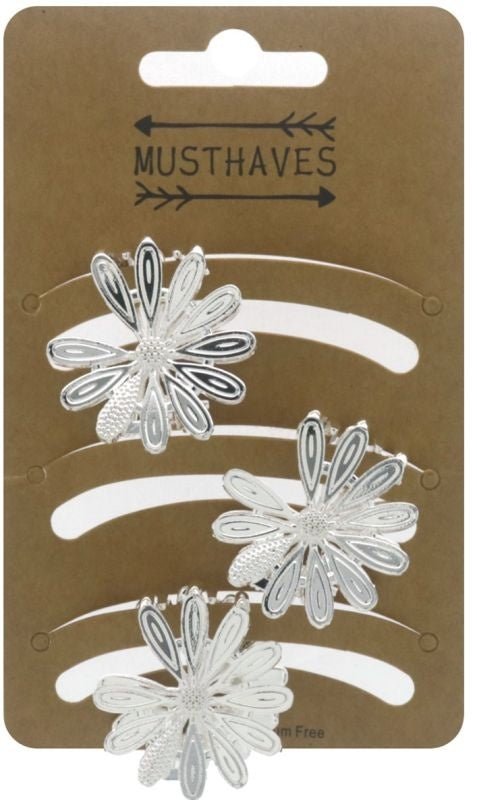 Haarklem flower small zilver 3cm - Koosvanderbeek.nl - koosvanderbeek - Haarmode