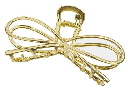 Haarklem strik goud metaal 7,5cm - Koosvanderbeek.nl - koosvanderbeek - Haarmode