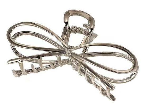 Haarklem strik zilver metaal 10cm - Koosvanderbeek.nl - koosvanderbeek - Haarmode