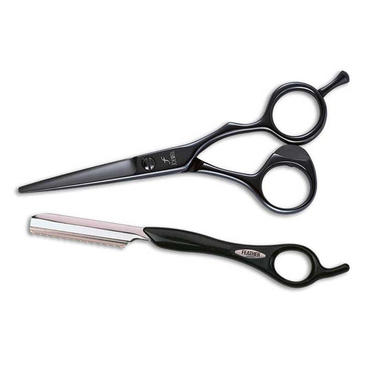 Joewell X - set Black 5.75 + gratis Feather mes - Koosvanderbeek.nl - Joewell - Kappersschaar