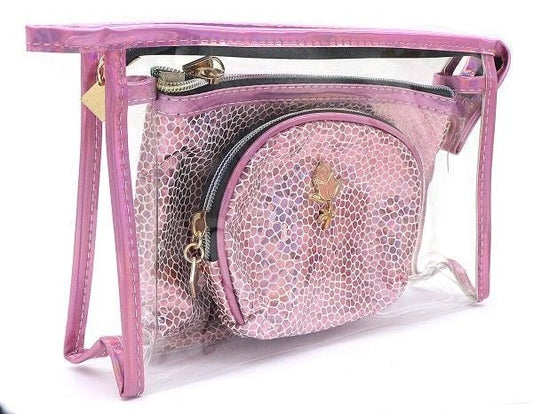 Make - up tasje shiny pink - transparant - Koosvanderbeek.nl - koosvanderbeek - Etuis