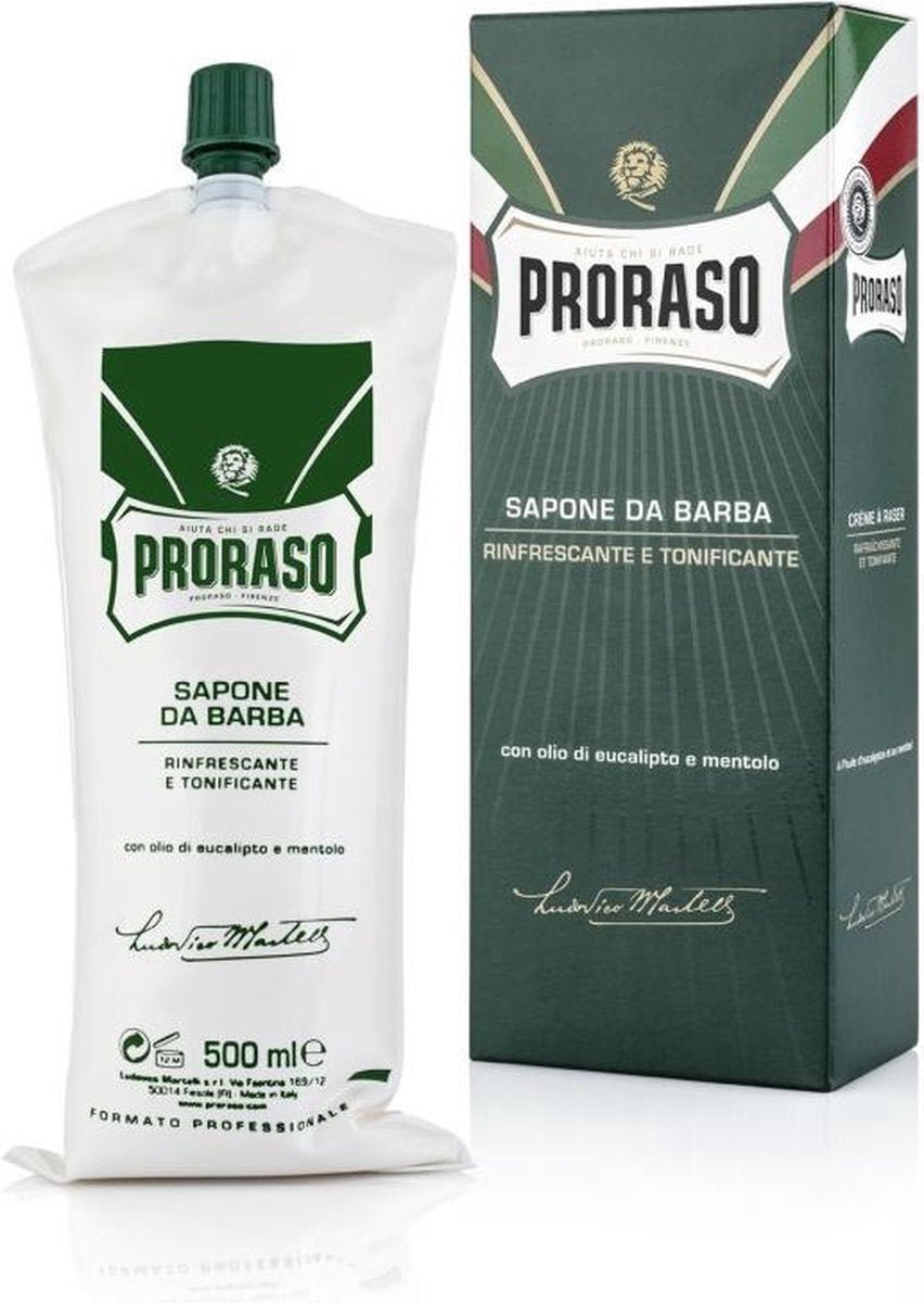 Proraso Groen Scheercreme Knijpzak 500ml - Koosvanderbeek.nl - Proraso - Scheercreme