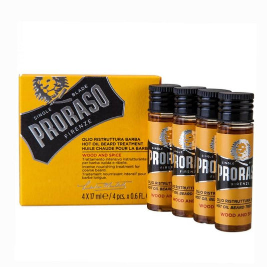 Proraso Hot Oil Beard Treatment Wood & Spice 4x17ml - Koosvanderbeek.nl - Proraso - Overige scheerproducten