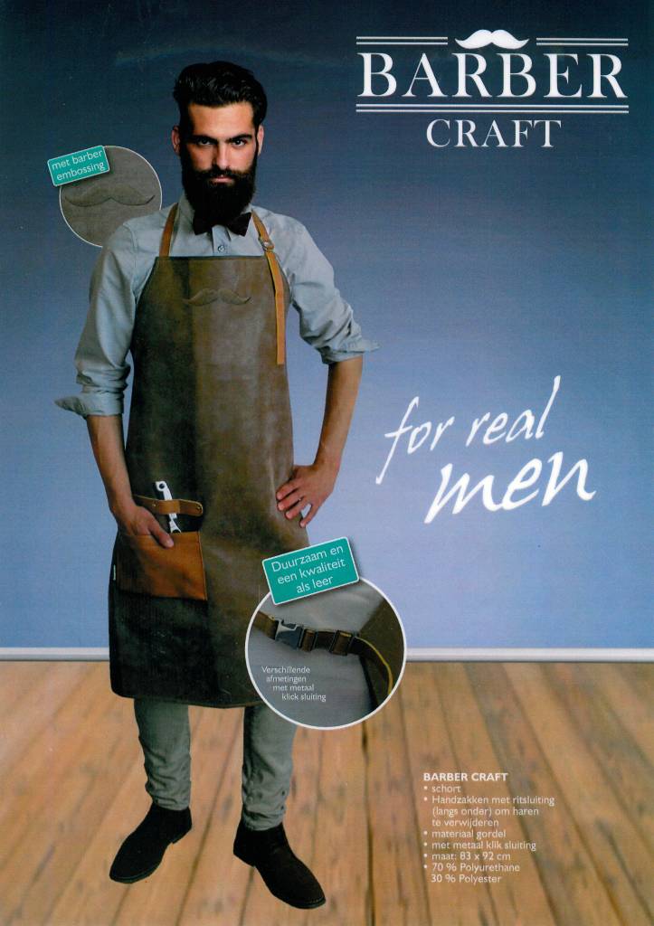 Schort Barber Craft Leather Look Bruin - Koosvanderbeek.nl - Trend Design - Kappersschorten